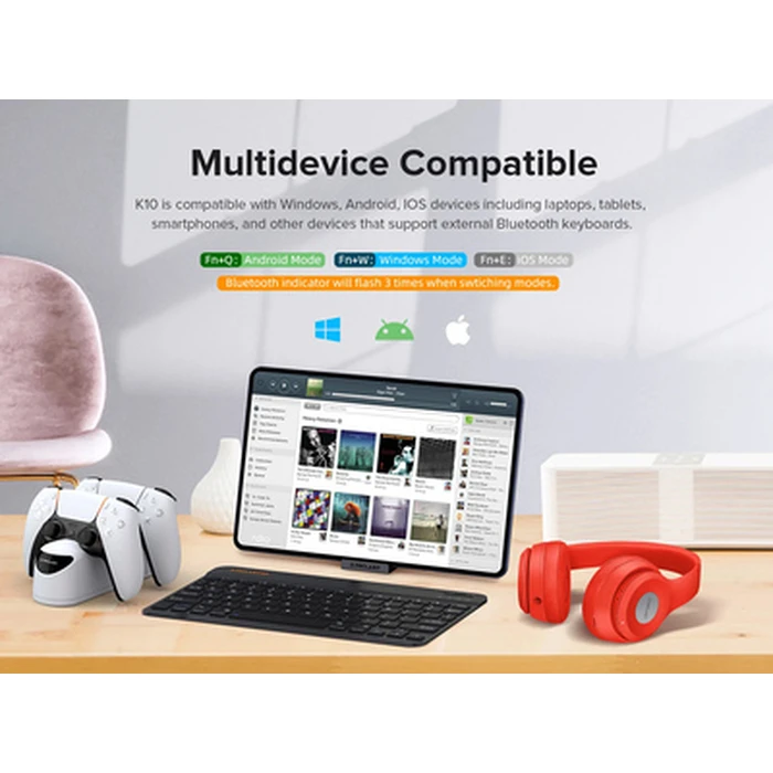 Πληκτρολόγιο Ασύρματο Teclast K10, Bluetooth, 25x15cm, μαύρο