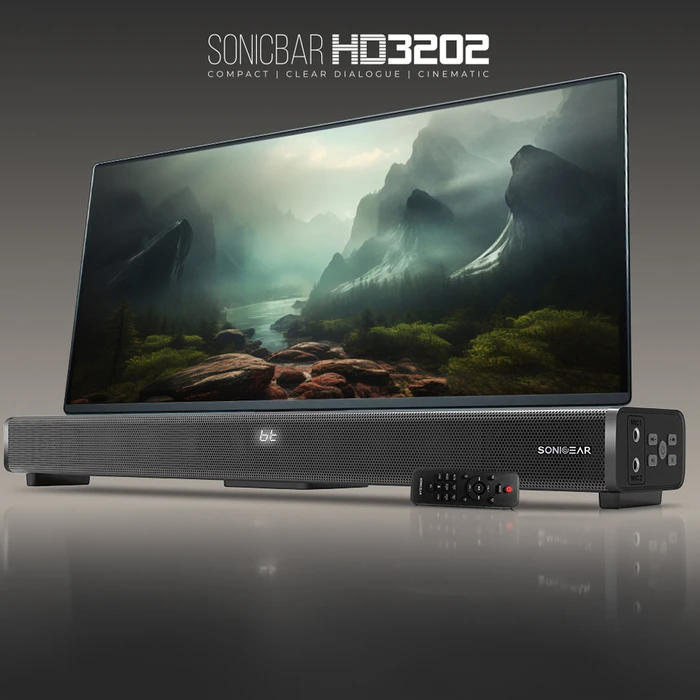 SONICGEAR Soundbar 2.0 Bluetooth & HDMI 120W Μαύρο - SB-HD3202