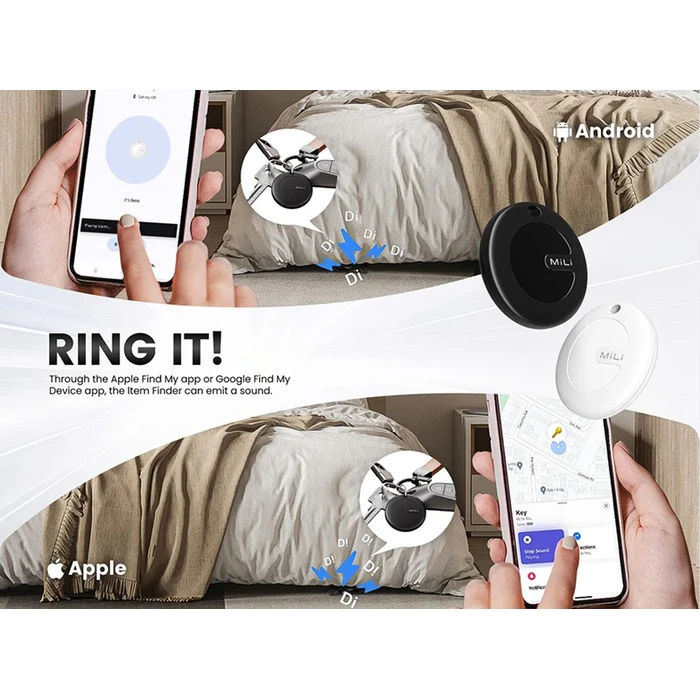 MiLi MiTag HD-P16 Apple Find My & Google Find Hub Μαύρο