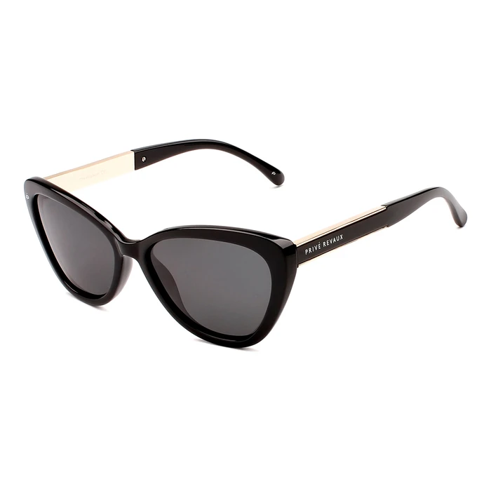 PRIVÉ REVAUX Hepburn 20S807 Women's Sunglasses (58/16/145) - Polarized Grey Lenses, Black Frame