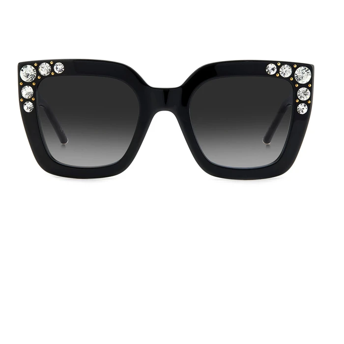 Carolina Herrera HER0130/S 807/9O Women's Sunglasses - Cat Eye, Black Acetate Frame, Grey Lenses (52/23/145 mm)