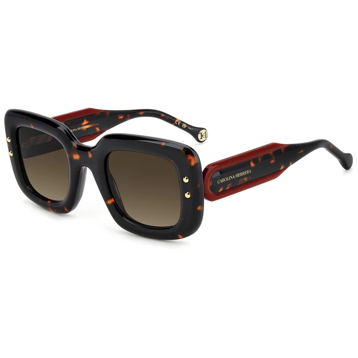 Carolina Herrera Women Sunglasses HER 0313/S 086/HA — Acetate Tortoiseshell Frame, Brown Lenses, 49/26/145 mm