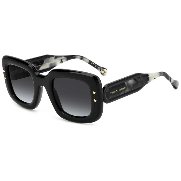 Carolina Herrera Women's Sunglasses HER 0313/S 807 - 49/26/145 mm - Black Acetate Frame, Grey Degraded Lenses (Category 3)