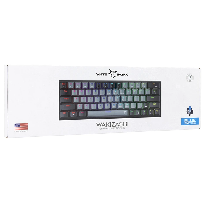 Gaming Πληκτρολόγιο White Shark Mechanical Gk-002721V2 Us Blue Switch Wakizashi-2 Grey/Black