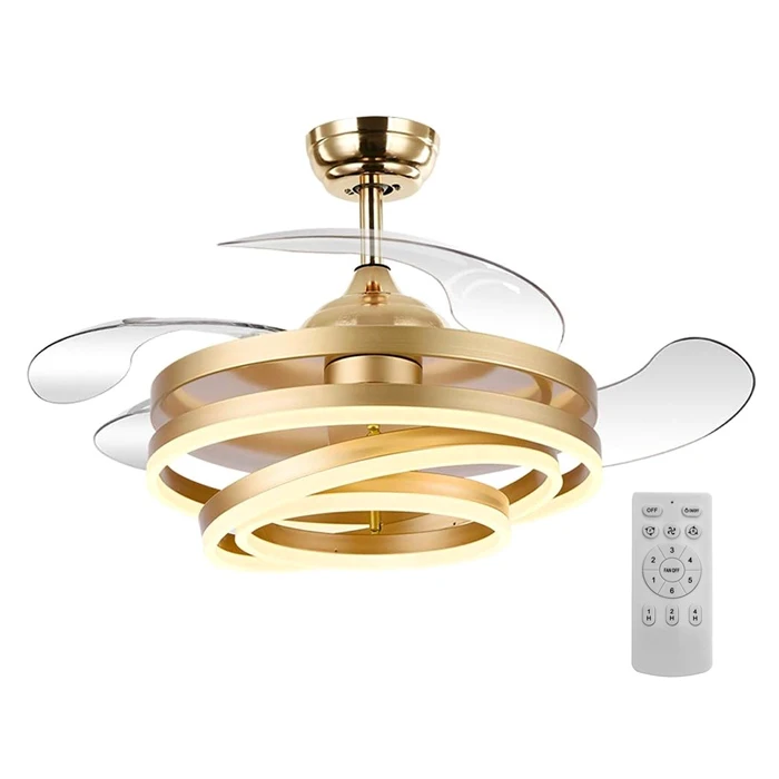 Ανεμιστήρας Οροφής Powertech Hll-0130 Με LED Φως, 72W, Φ106X50Cm, Χρυσός