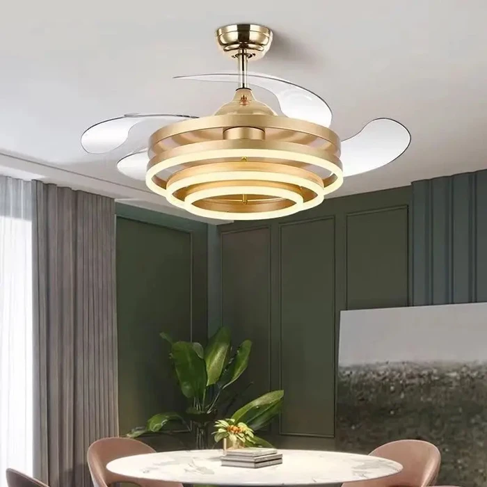 Ανεμιστήρας Οροφής Powertech Hll-0130 Με LED Φως, 72W, Φ106X50Cm, Χρυσός