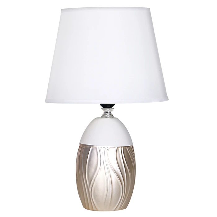 Επιτραπέζιο Φωτιστικό Powertech HLL-0137, E27 Κεραμική Βάση, Λευκό/Χρυσό