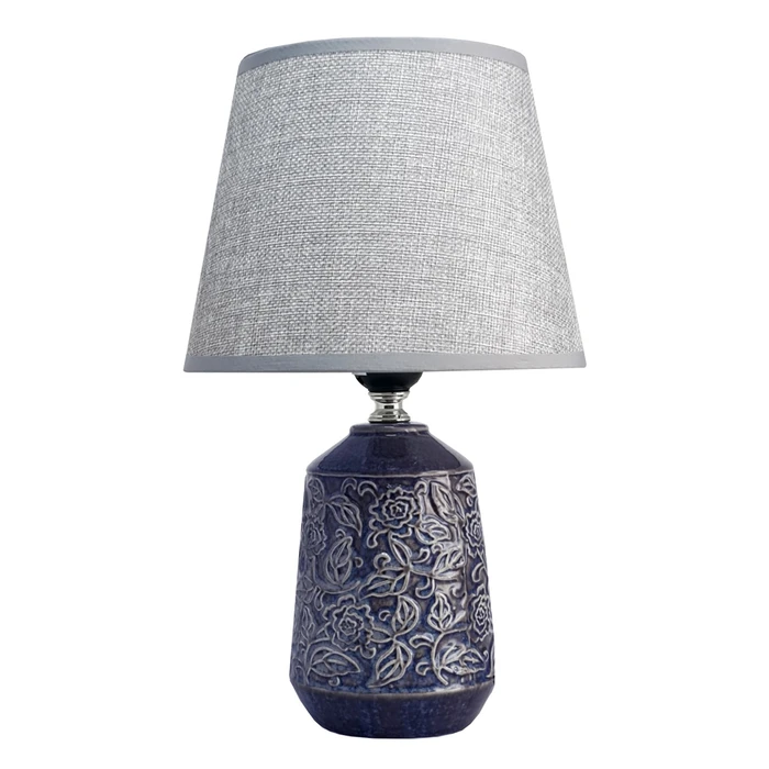 Επιτραπέζιο Φωτιστικό Powertech HLL-0140, E27, Κεραμική Βάση, Μπλε/Γκρι