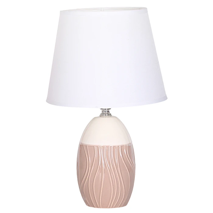 Επιτραπέζιο Φωτιστικό Powertech HLL-0141, E27, Κεραμική Βάση, Καφέ/Λευκό