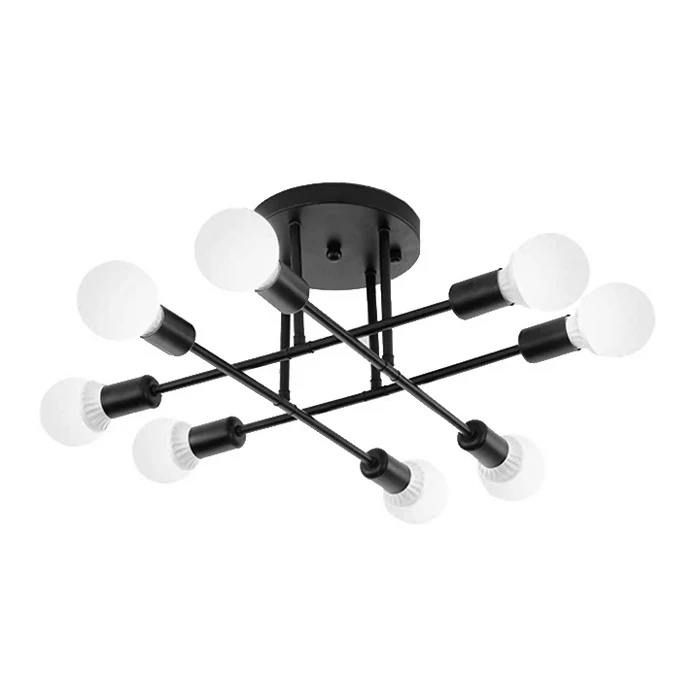 Φωτιστικό Οροφής Powertech HLL-0152, 8X E27, Μεταλλικό, Μαύρο