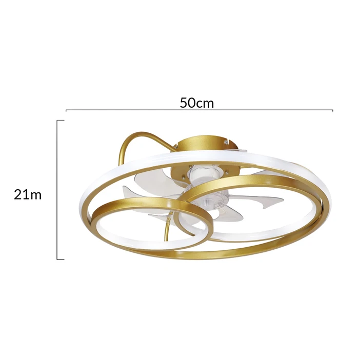 Ανεμιστήρας Οροφής Powertech Smart HLL-0178 με LED φως, 50W, Φ50x21cm, χρυσός