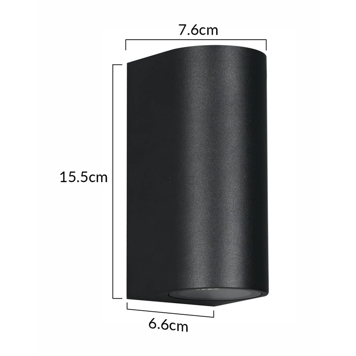 Φωτιστικό Τοίχου Powertech Hll-0188 για 2X Gu10 Λάμπες, Μεταλλικό, IP65, Μαύρο