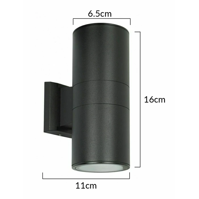 Φωτιστικό Τοίχου Powertech Hll-0190 για 2X Gu10 Λάμπες, Μεταλλικό, IP65, Μαύρο