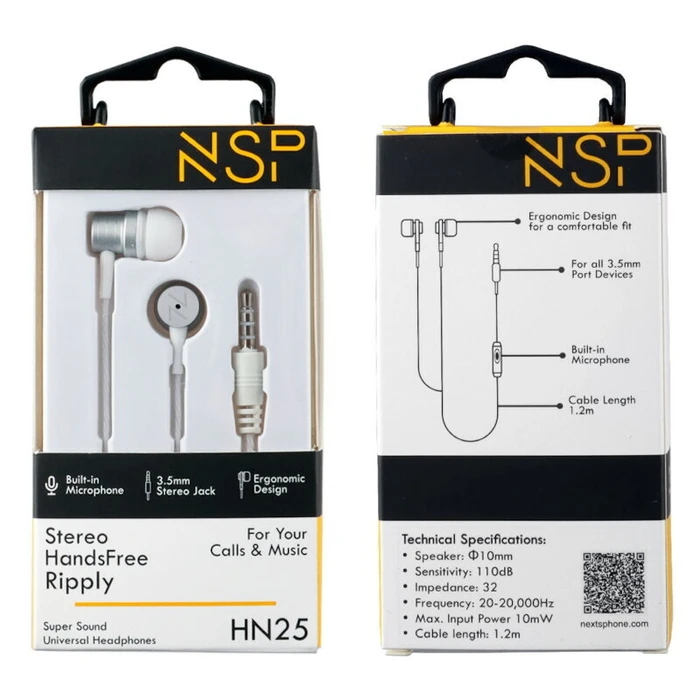 Handsfree Ακουστικά NSP HN25 White In ear ψείρες