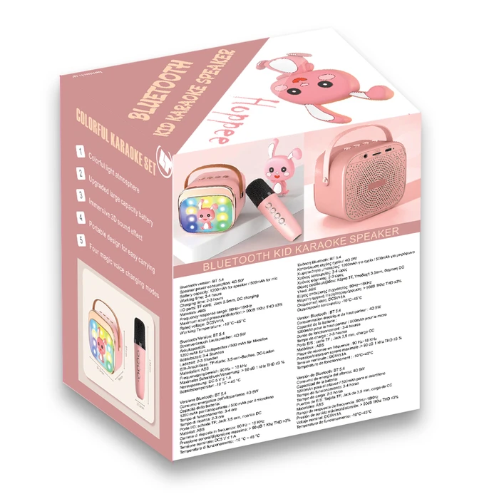 Karaoke Lamtech Bt5.4 Rgb Kid Speaker Pink With Mic Hoppee