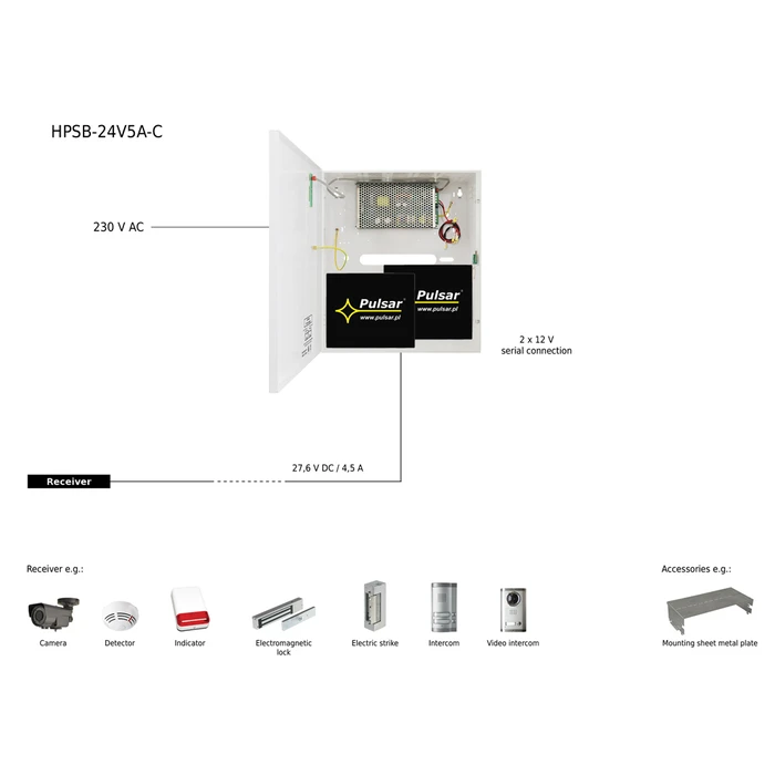 Pulsar Τροφοδοτικό Συστημάτων CCTV HPSB-24V5A-C
