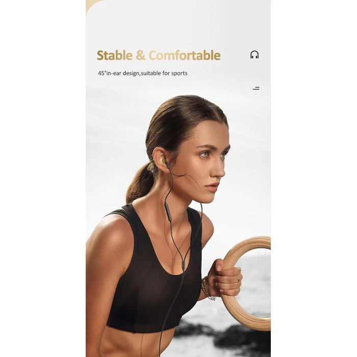 Handsfree Ακουστικά Usams US-SJ482, USB-C σύνδεση, Φ10mm, 1.2m, Μαύρα