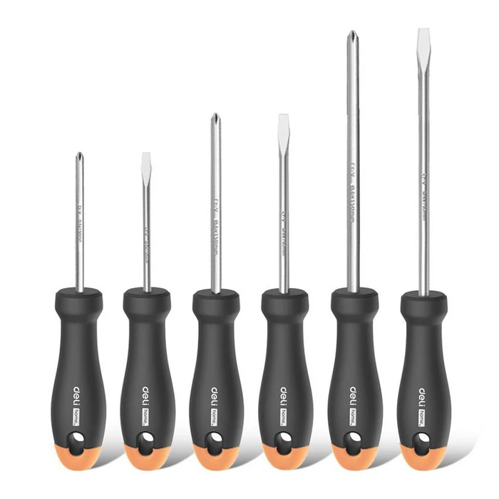 Σετ Κατσαβίδια Deli HT1006C, 3x ίσια & 3x σταυρωτά, μαγνητικά, 6τμχ