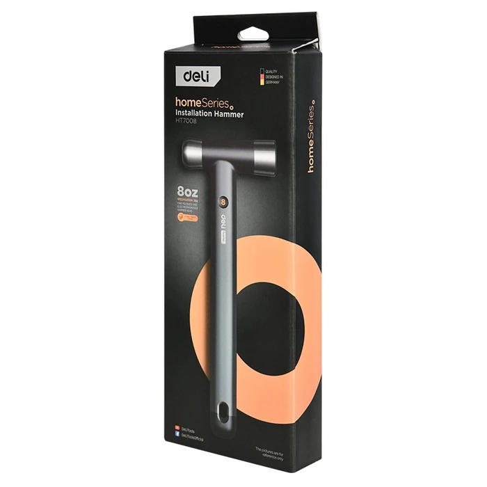 Σφυρί Deli Μπάλας Ht7008 με Αντιολισθητική Λαβή, 250Gr, 245Mm, Γκρι/Μαύρο