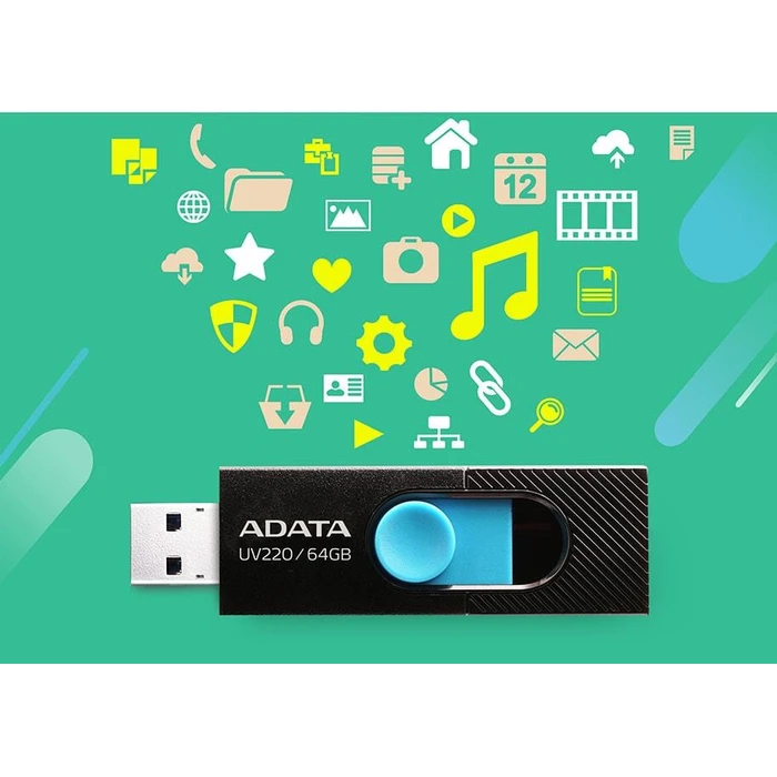 USB Flash 64GB Adata UV220 AUV220-64G-RBKBL USB 2.0 Black