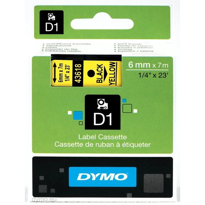 Ταινία Ετικετογράφου DYMO D1 Standard - Black on Yellow - 6mm label-making tape
