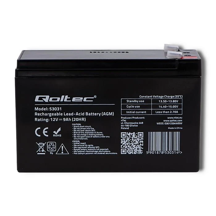 Μπαταρία UPS Qoltec 53031 AGM battery | 12V | 9Ah | max 135A