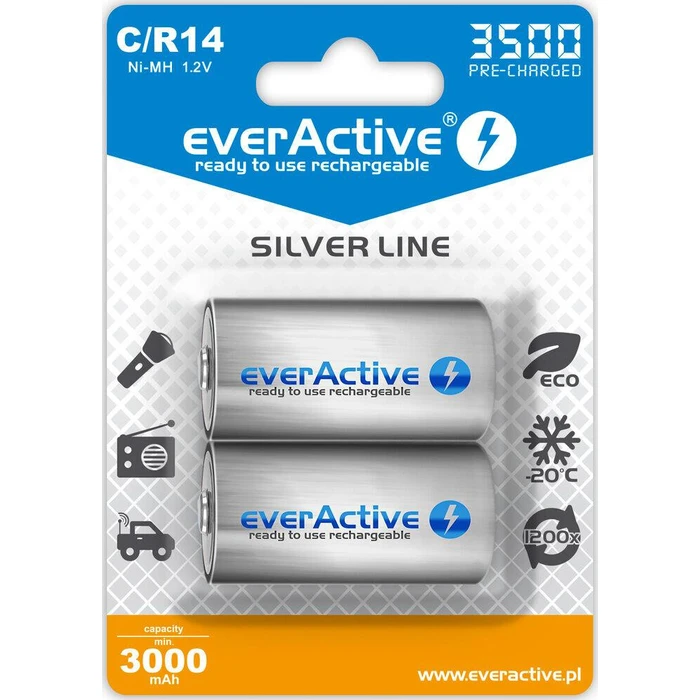 Επαναφορτιζόμενη Μπαταρία Rechargeable Batteries everActive R14/C Ni-MH 3500 mAh ready to use