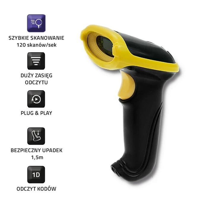 Barcode Scanner Qoltec 50862 Wireless Laser 2.4GHz