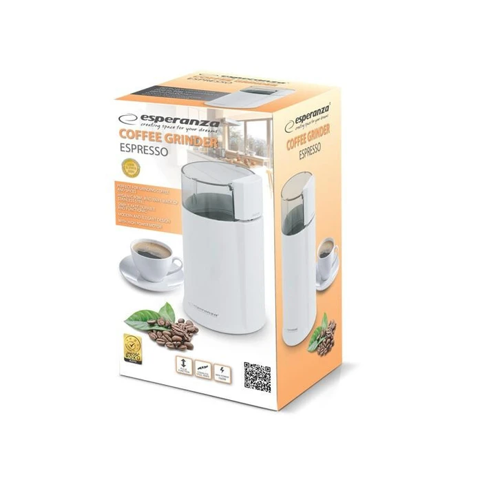 Μηχανή Κοπής Καφέ Esperanza Espresso EKC001W 160W White