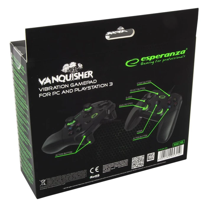 Gamepad Esperanza Vanquisher EGG110K PC/PS3 Black Green