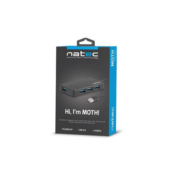 USB Hub Natec Moth NHU-1342 Lack 4x USB 3.0 Black