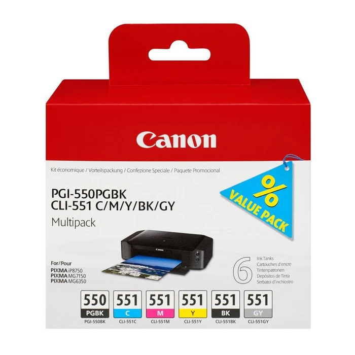 Μελάνι Canon ink cartridge PGI-550PGBK & CLI551 - 6er Pack - PGBK / C / M / Y / BK / GY