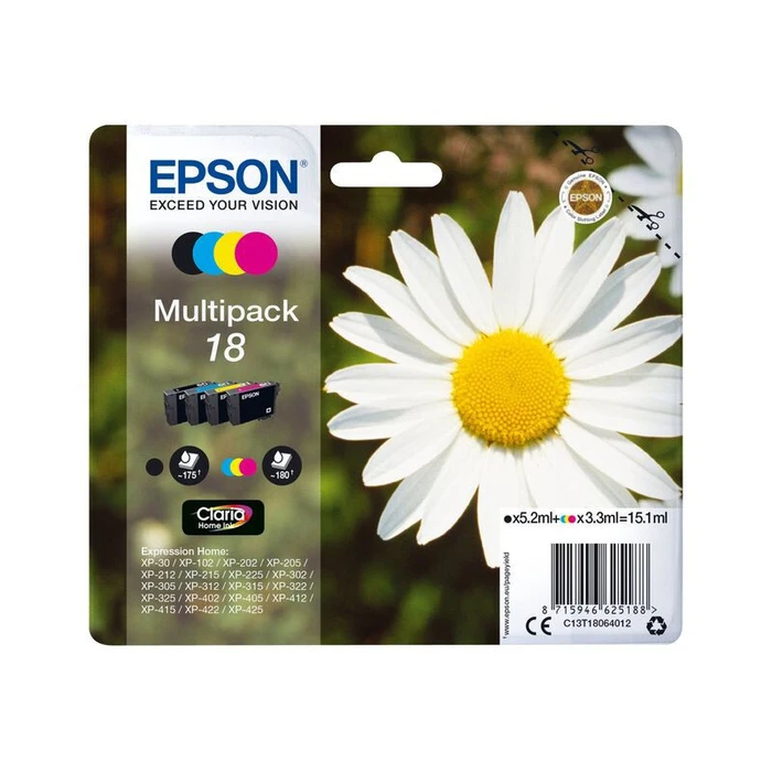 Μελάνι Epson 18 Multipack - 4-Pack - Black, Yellow, Cyan, Magenta