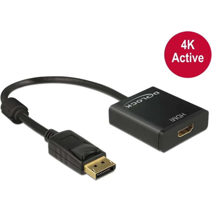 Αντάπτορας Delock DP to HDMI 4k M/F Black active