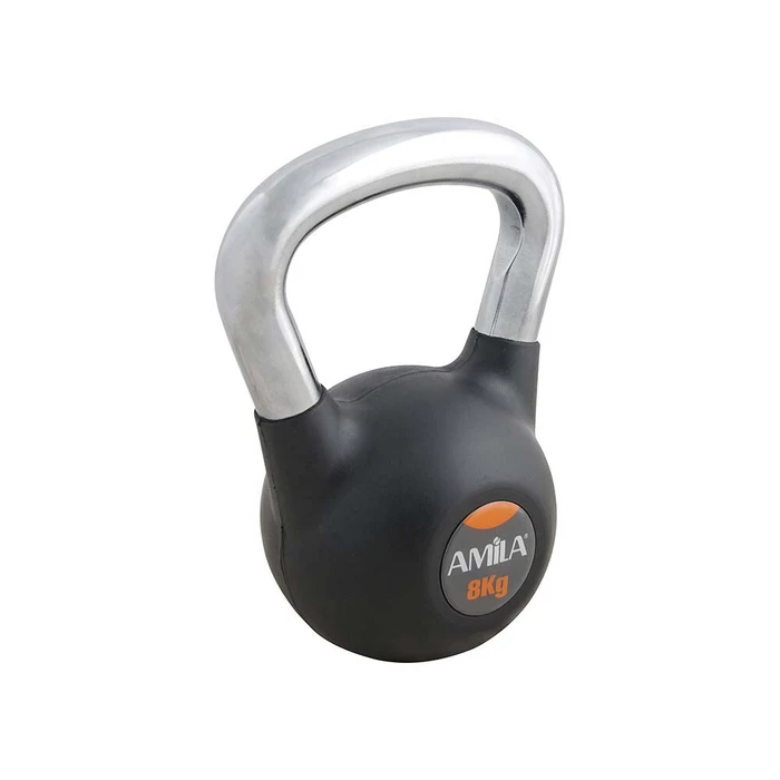 Kettlebell με επένδυση Λάστιχου και Λαβή Χρωμίου 8kg