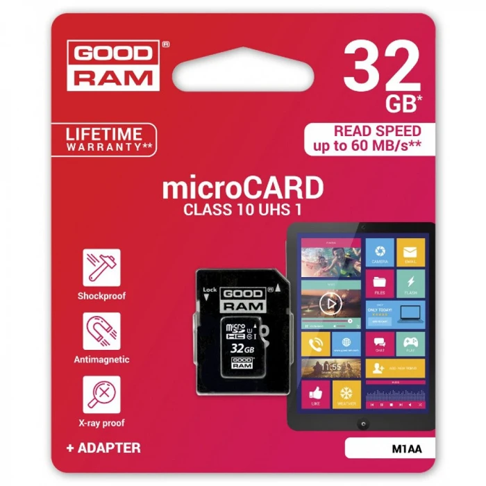 Κάρτα Μνήμης microSDHC 32GB Goodram Class 10 UHS I + Adapter
