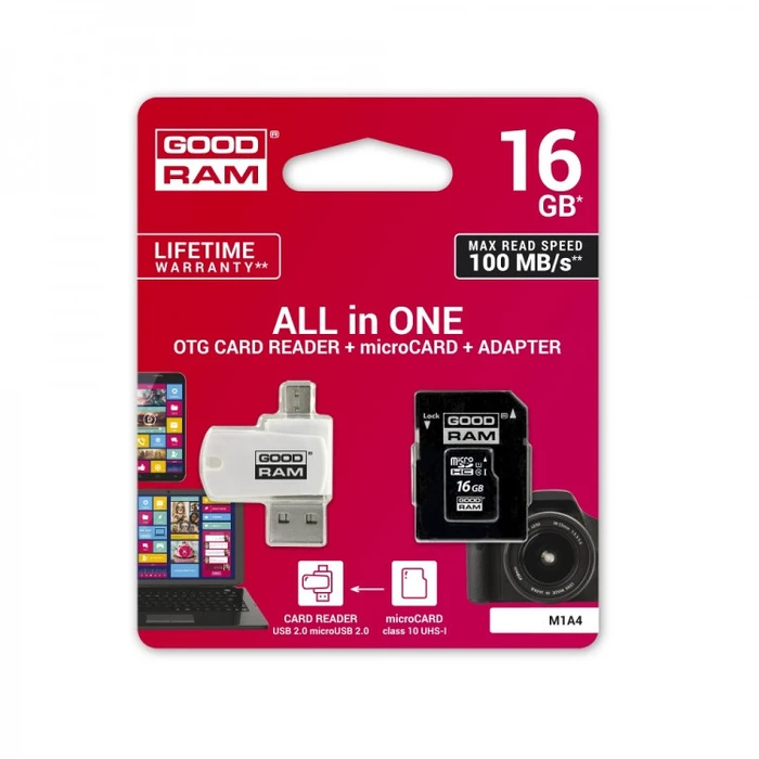 Κάρτα Μνήμης microSDHC 16GB Goodram Class 10 UHS I + Adapter