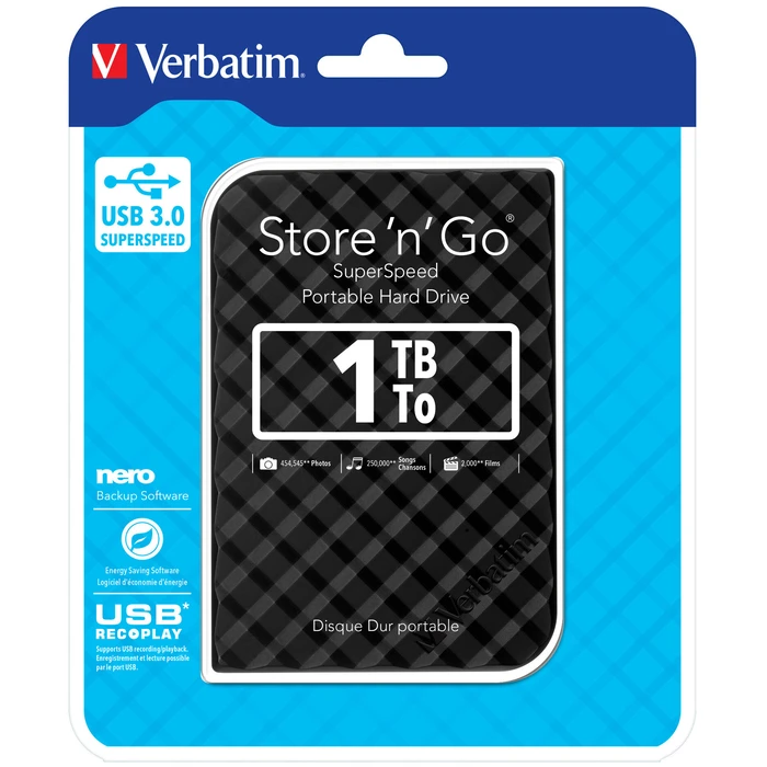 Εξωτερικός Σκληρός Δίσκος 2,5 1TB Verbatim USB 3.0 Store'n Go Gen2 Black