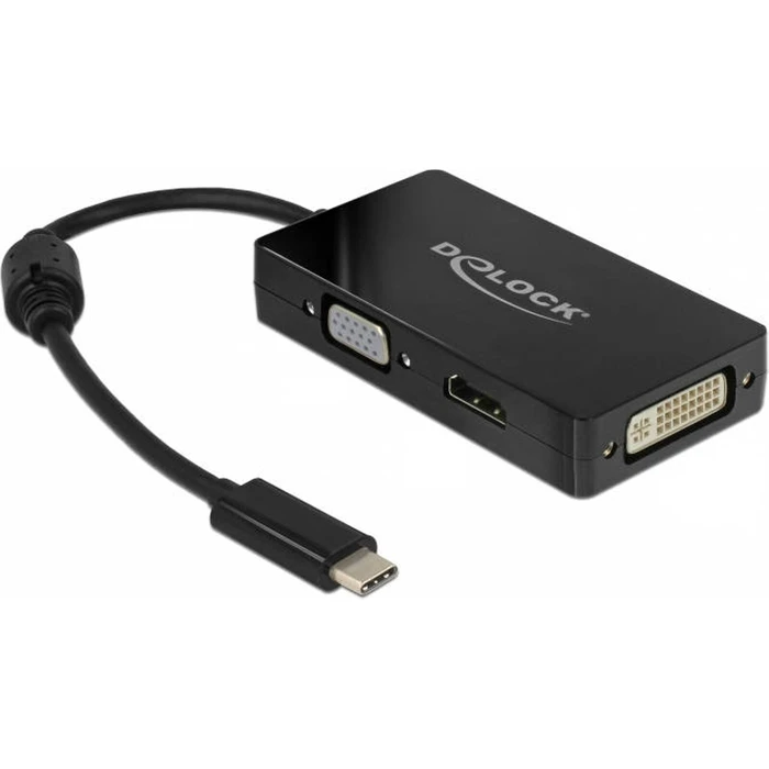 Docking Station Delock USB-C to VGA/HDMI/DVI Black