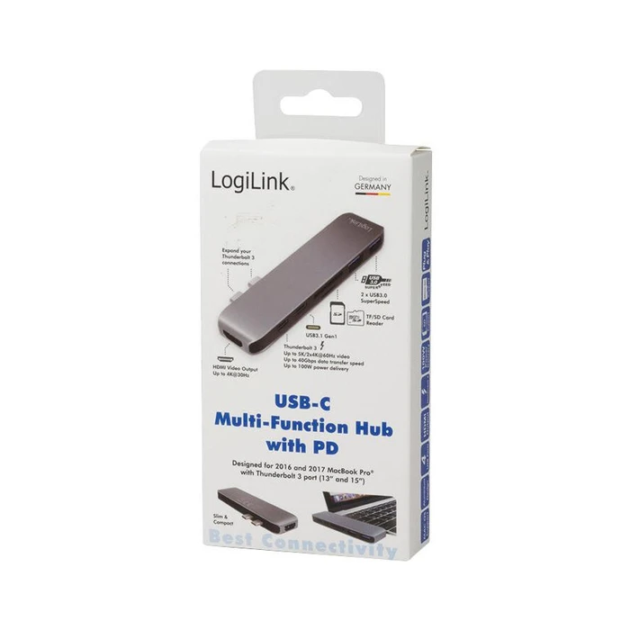Docking Station LogiLink Dual USB-C Aluminium Grey