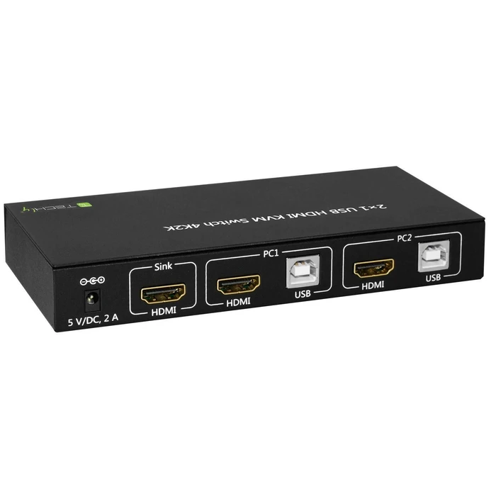 Switch Techly KVM USB, HDMI, 4K, 2 Wege