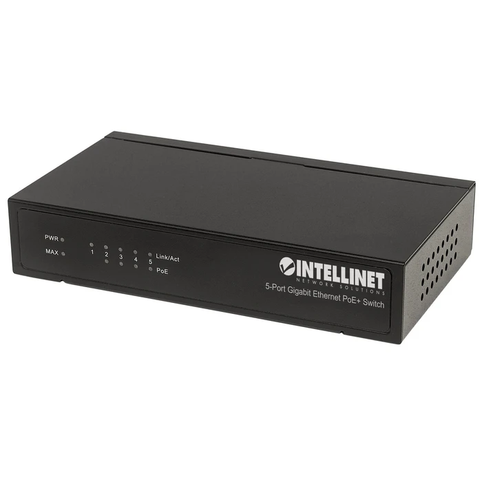 Network Switch 5-Port Intellinet PoE+ Gigabit Ethernet 60W Desktop
