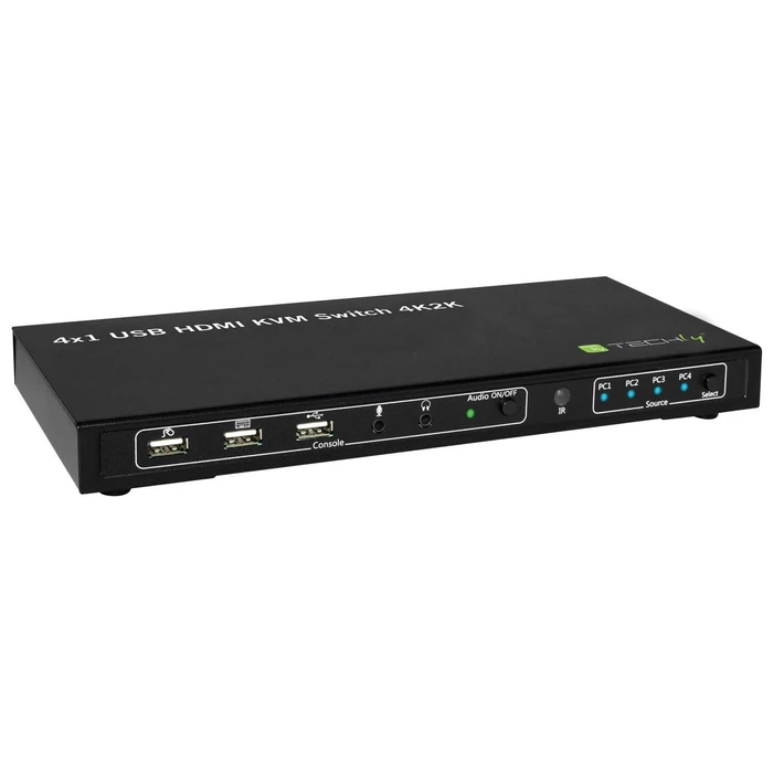 Switch Techly KVM USB, HDMI, 4K, 4 Wege