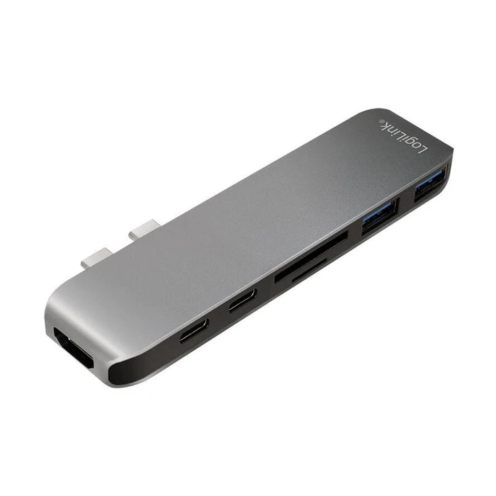 Docking Station LogiLink Dual USB-C Aluminium Grey