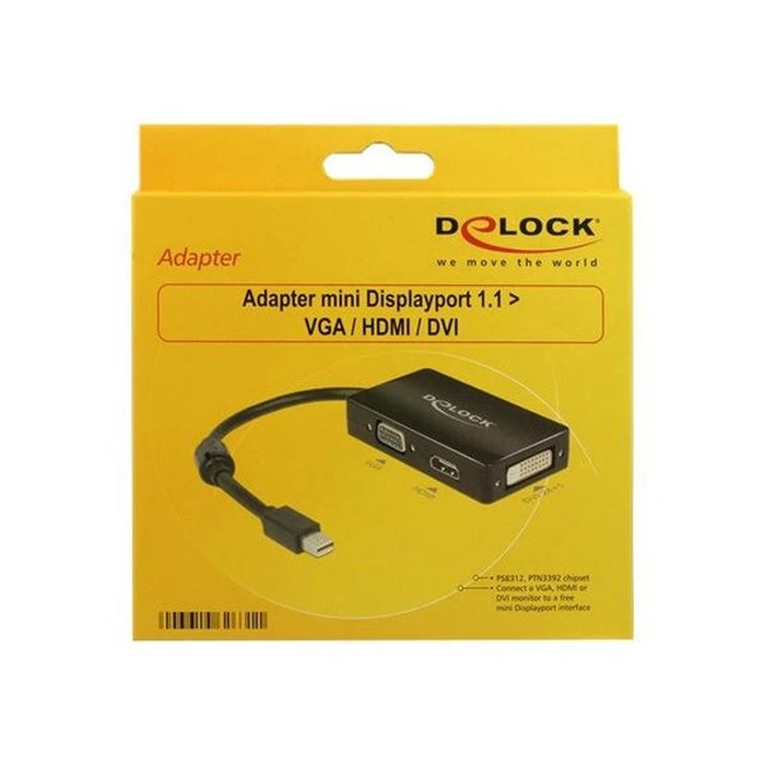 Αντάπτορας Delock mini DP to VGA/HDMI/DVI Black