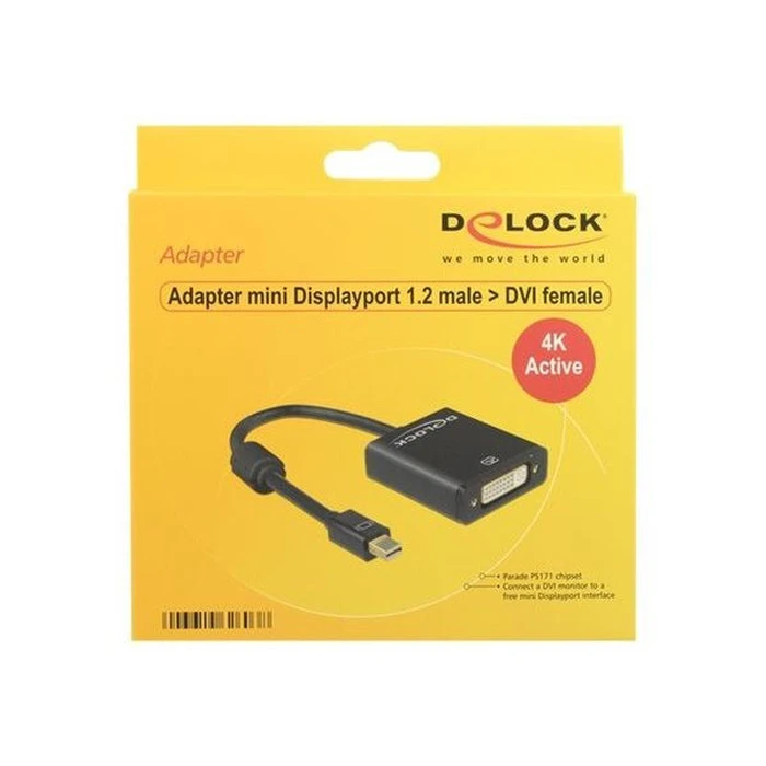Αντάπτορας Delock mini DP to DVI 4k active Black