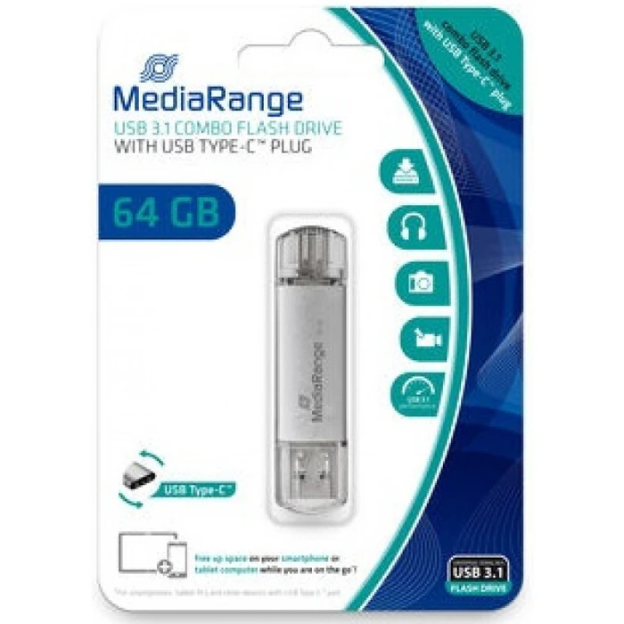 USB Flash 64GB MediaRange USB 3.1 combo mit USB Type-C