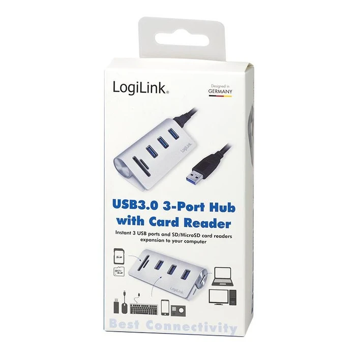 Card Reader LogiLink USB 3.0, 3-Port Silver