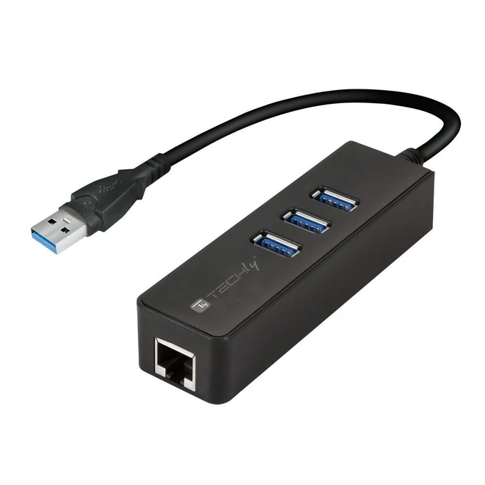 USB Hub Techly USB 3.0 Adapter Gigabit Ethernet 3Port USB 3.0