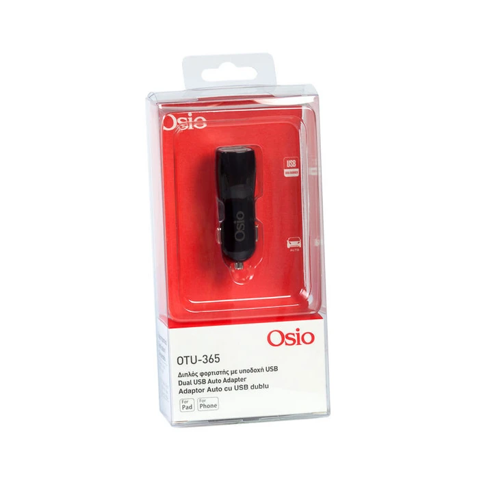 Φορτιστής Αυτοκινήτου Osio OTU-365B 2xUSB 5V 1000/2100 mA